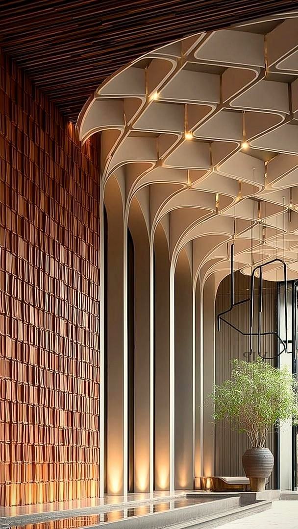 Timber-arched walkway